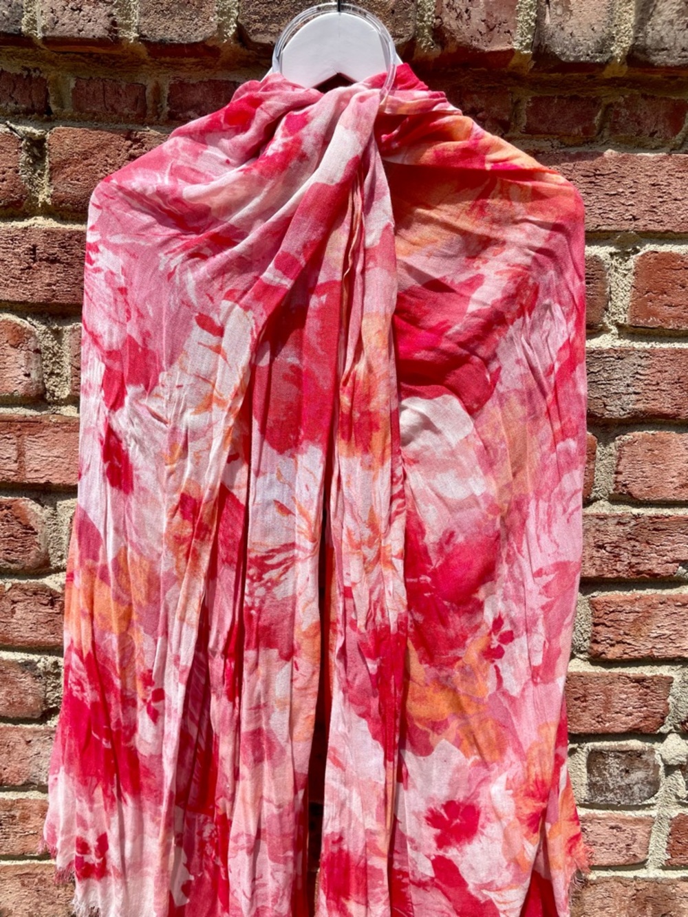 Calvin Klein Pink Red Floral Lightweight Scarf Wrap